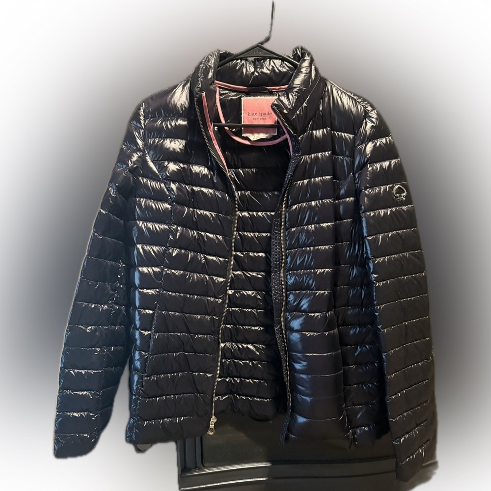 kate spade Glossy Black Quilted Packable Puffer Jacket